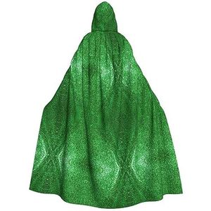 DEXNEL Groene pailletten Sparkle 59 inch Hooded Cape Unisex Halloween mantel voor duivel heks tovenaar Halloween Cosplay, aankleden