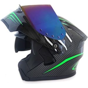 Opklapbare Motorhelmen ECEDOT-Goedgekeurde Integraalhelm Met Geïntegreerd Motormodulaire Helm Met Dubbel Vizier Crash Racing Helm Ventilatie Heren Dames 24,M:57-58CM