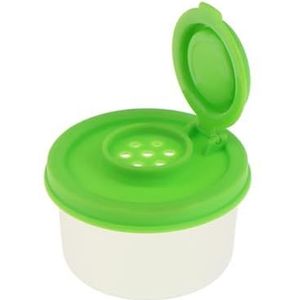 Mini zout en peper Shaker Picknick Outdoor Keuken Lunchbox Reizen Spice Clear Gekleurd Deksel Plastic Verzegelde Jar Dispenser(Groen)
