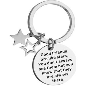 Fako Bijoux® - Sleutelhanger Good Friends Are Like Stars ... - Sterren - Cadeau - Geschenk - Zilverkleurig