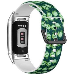 RYANUKA Sport zachte band compatibel met Fitbit Charge 5 / Fitbit Charge 6 (schildpadden achtergrond kleurrijk) siliconen armband band accessoire, Siliconen, Geen edelsteen