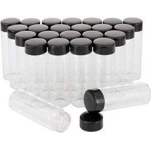 Unxuey 24pack 30ml (1 Oz) helder glas flacons monster glazen flessen met kunststof schroef zwarte dop transparante Lab flacons Lab cosmetische container