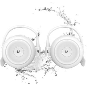 Mokeum Draadloze oortelefoon Bluetooth 5.3, Open Oordopjes IPX5 Waterdichte Ruisonderdrukking Running Sport Draadloze Bluetooth Oordopjes met Ingebouwde Microfoon (Wit)