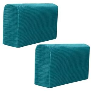 TYNXK Hoes voor fauteuil voor bank, armleuning, voor thuis, woonkamer, rekbare armkap, meubels, antislip, effen, voor sofa, fauteuil, meubelbeschermer (pauwblauw)