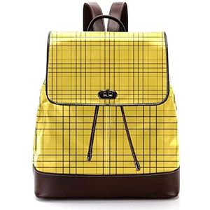Gele geruite patroon gepersonaliseerde schooltassen boekentassen voor tiener, Meerkleurig, 27x12.3x32cm, Rugzak Rugzakken
