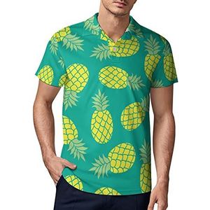 Tropical Pineapple golfpoloshirt voor heren, zomer T-shirt met korte mouwen, casual sneldrogende T-shirts, M