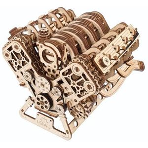 UGEARS V8 Motor Model Kit - Geavanceerde 3D Houten Puzzels voor Volwassenen - Doe-Het-Zelf-Kits voor Volwassenen Cadeaus voor Ingenieurs - 3D Puzzel Model Kit voor Verjaardagen, Kerstmis - 776 Stuks