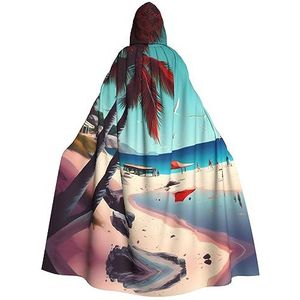 ZISHAK Strandlandschap verleidelijke mantel met capuchon voor volwassenen voor Halloween en feestjes - vampier cape-chique damesgewaden, capes