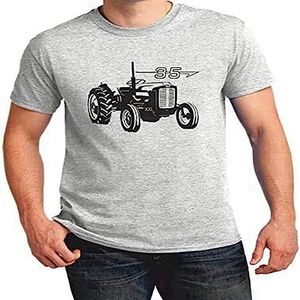 Massey Ferguson 35 Tractor Tee Shirt Mens Round Neck Cotton T-Shirt Bottoming Short Sleeves Tops Clothing - Black XXL