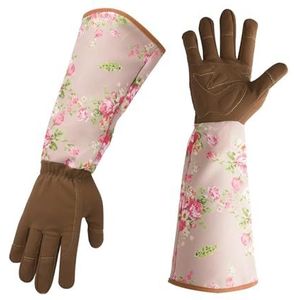 Ademende Handschoenen Bloemenprint Kunstleer Tuinhandschoenen For Dames Antislip Schoonmaakhandschoenen Tuinhuishoudhandschoenen (Color : Coffee)