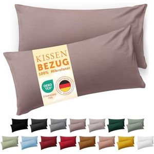 Blumtal Kussensloop Microvezel Kussenhoes 40 x 60 cm - Taupe - Met Rits - Set van 2