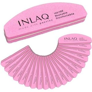 INLAQ® Nagelvijl Dubbelzijdig Wasbaar Herbruikbaar Nagelverzorging voor Manicure Gelnagels Acryl Nagelsalon Thuisgebruik Nagelstyliste - Nail Art Vijlen Korrel 100/180 Set van 20 Roze