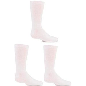 SockShop Effen bamboesokken voor jongens en meisjes met comfortabele manchet en handgekoppelde tenen in 3 paar en 5 paar verpakkingen, Wit, 8-12 Years