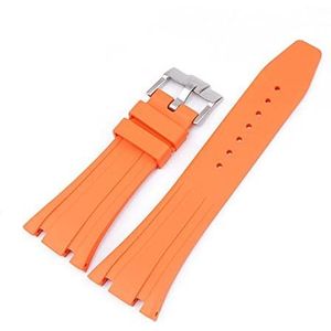 26 mm siliconen riem geschikt for Ap Butterfly gesp horloge band camouflage rubberen armband geschikt for audemars en piguet 15400/26470/15703 (Color : Orange, Size : 26mm)