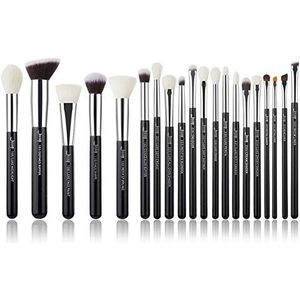 Eljjhah Make-up borstels set zwart/zilver professioneel met natuurlijke haarfoundation poeder oogschaduw make-up borstel blush 6 stuks - 20 stuks (handvat kleur: T185 (20 stuks)