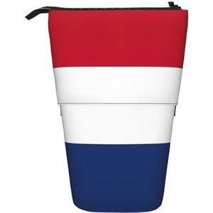 Evengigy Nederlandse vlag print schattig etui met ritssluiting verstelbare standaard potloodhouder grappige make-up tas, Zwart, Eén maat, Tas Organizer