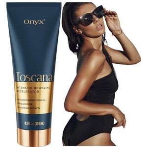 Onyx Toscana Solarium Crème - Bruiningsversneller & Bronzen Lotion - Aloë Vera Boost & Anti Cellulitis Olie - Zonnebank Crème met Voedende Olie Formule
