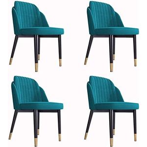GEIRONV Moderne eetkamerstoel set van 4, keuken slaapkamer woonkamer stoelen met metalen poten fluwelen zitting en rugleuningen for lounge Eetstoelen (Color : Green, Size : 84 * 38 * 45cm)