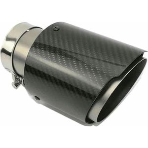 LSYSND 1 stuks universele auto koolstofvezel staartkeel roestvrijstalen keper glanzende demper uitlaatmondstuk
