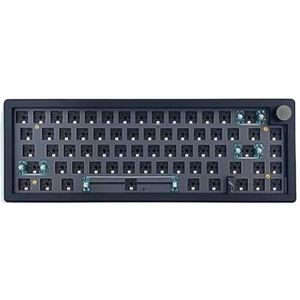 QPSJXN GMK67 Hot-swappable Wireless Bluetooth 2.4G RGB Backlit Joint Structuur 3-(Zwart)