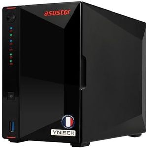 Ynisek Oplossing - ASUSTOR AS5202T 2TB - NAS-opslagserver 2 TB (2 x 1 TB) - 2 geïntegreerde Seagate IronWolf harde schijven van 1 TB - Raid netwerkopslag - gemonteerd en geconfigureerd in Frankrijk