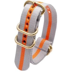 18/20/22/24mm Ademend Nylon Geweven Nato Militaire Stijl Horloge Band Polsband Met High Duty Gouden Ring Sluiting, 22mm, Nylon