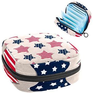 Sterpatroon Rode Marine Kleur Strepen, Periode Pouch Draagbaar,Tampon Opbergtas,Tampon Houder voor Portemonnee Vrouwelijke Product Organizer, Meerkleurig, 4.7x6.6x6.6 in/12x17x17 cm