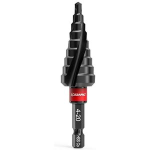 EZARC Trappenboor Ø 4-20 mm HSS Kobalt Pro AlTiN professionele kegelboor schilboor voor metaal, roestvrij staal, aluminium, hout, kunststof, 9 treden conusboor