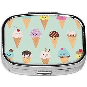 Mini vierkante pillendoos, medicijnorganizer, ijskegels draagbare EHBO-doos, reispillendoos met 2 vakken, kleine pillendoos voor zak of portemonnee