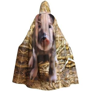 WURTON Leuke Varken Print Hooded Mantel Unisex Volwassen Mantel Halloween Kerst Hooded Cape Voor Vrouwen Mannen