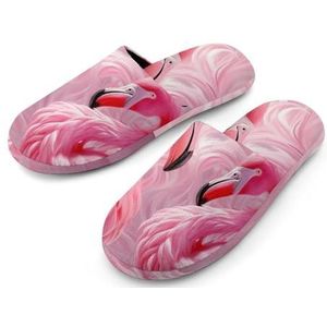 Roze Flamingo's Volledige Print Vrouwen Slippers Warme Anti-Slip Rubberen Zool Huisschoenen Voor Indoor Hotel 38-39_(7-8)