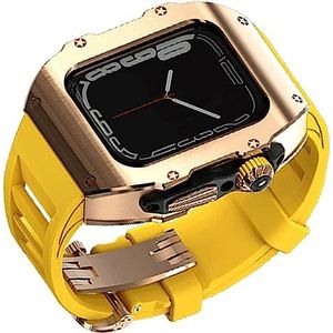 OFWAX 49 mm Mod Kit roestvrij stalen horlogekast en rubberen band, voor Apple Watch Ultra 49 mm, titanium frame zachte sporthorlogeband en metalen gesp Rm-stijl horlogeaccessoires voor mannen en
