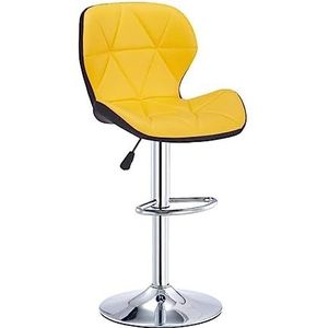 Barkrukken Barstoelen, Draaibare Barkruk Stoel Toonbank Verstelbare Hoogte Max Belasting 120 Kg Chromen Basis Comfortabele Rugleuning Voor Keuken Pub Keukenstoelen(Yellow+Black)