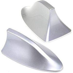 A54CS Universele auto-haaienvin-antenne met versterker, zilver, AM/FM-radio-dakantenne, verbeterde ontvangst, hoogwaardige signaalversterking, universele compatibiliteit voor auto, SUV, vrachtwagen