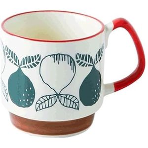 cups Vintage keramische mok Klassieke handgeschilderde koffiemok met groot handvat - Magnetronbestendig - for koude dranken/warme dranken - 300ML - 4 kleuren koffie (Color : Blanc)