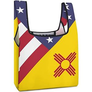 US New Mexico Vlag Herbruikbare Boodschappentas Met Handvat Opvouwbare Boodschappen Tote Tas Grote Capaciteit Lichtgewicht Handtas Voor Mannen Vrouwen