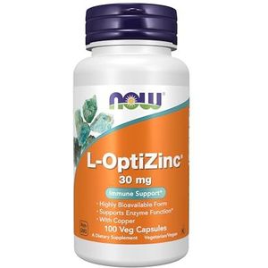 Now Foods - L-OptiZink - Zink - 30 mg - 100 Plantaardige Capsules