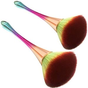 Super grote minerale poederborstel, bronzer Kabuki make-upborstel, zachte pluizige foundation borstel, professionele poederborstel en rouge borstel voor dagelijkse make-up (kleur-2 stuks)