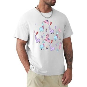 Heren T-shirt Alpaca korte mouwen T-shirt ronde hals T-shirt voor mannen, Alpaca1, 4XL