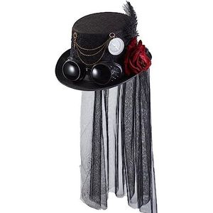 Fituenly Steampunk Hoeden met bril en sluier Victoriaanse punkhoed Halloween kostuum hoed voor vrouwen