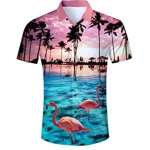 AIDEAONE Hawaïhemd, voor heren, korte mouwen, tropische overhemden, casual, met knopen, M