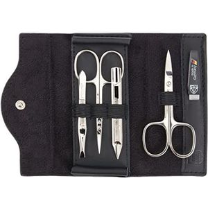 DREI SCHWERTER - Germany 5-delige manicureset 'Anzio III' | Nagelverzorgingsset in echt lederen etui zwart | Inhoud: nagelschaar, huidschaar, pincet, saffier nagelvijl, nagelreiniger