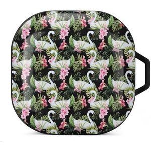 Aquarel Zwaan Patroon Oordopjes Hoesje Compatibel met Samsung Hard Shell Beschermhoes Zwart-Stijl