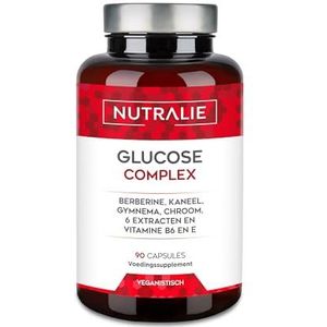 Glucose Complex 2000mg Bloedsuiker Supplement met Berberine Kaneel Chroom Bittere Meloen Gymnema Zwarte Peper Vitaminen E B6 - Instandhouding Normale Bloedsuikergehalten - 90 Capsules Nutralie