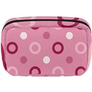 Reis Gepersonaliseerde Make-uptas Cosmetische Zak Toiletry tas voor vrouwen en meisjes roze set visionaire stippen, Meerkleurig, 17.5x7x10.5cm/6.9x4.1x2.8in