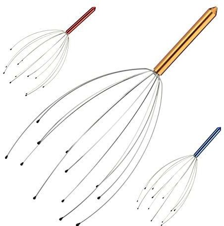 48x hoofdmassage spin, 12 armen met noppen, metalen hoofdspin voor handmatige massages en ontspanning, goud