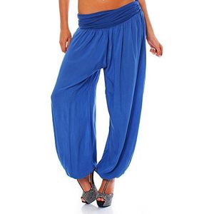 malito dames pofbroek kort in effen kleuren | Harembroek om te dansen | Aladdinbroek om te chillen - Vrijetijdsbroek 1482 (blauw)