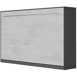 SMARTBett Standaard 120x200cm Horizontaal Antraciet/Beton | Opklapbed, Muur Bed, Klapbed, Kastbed, Opklapbaar Bed