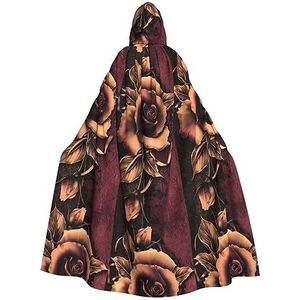 WURTON Gothic Rose Hooded Mantel Voor Volwassenen, Carnaval Heks Cosplay Gewaad Kostuum, Carnaval Feestbenodigdheden, 185cm