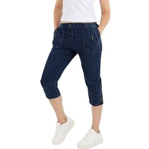 Schuerzenfabrik Jeansbroek cargo dames zomershorts kort 3/4 jeans broek, donkerblauw, 44W